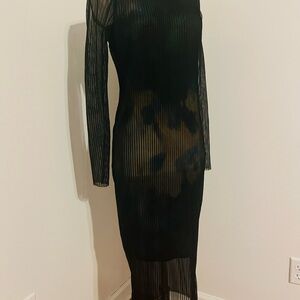 Bar III Black Sheer Long Sleeve Dress